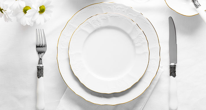 gold edged tableware set 50th wedding anniversary gift ideas